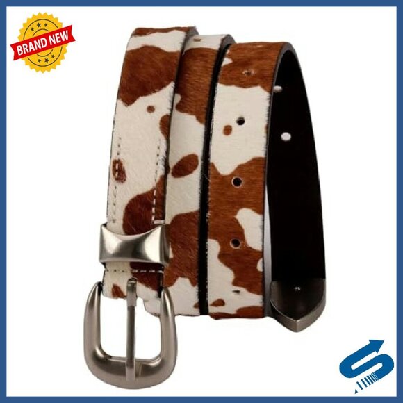 Genuine Leather Western Belt with Horsehair Pattern for Women